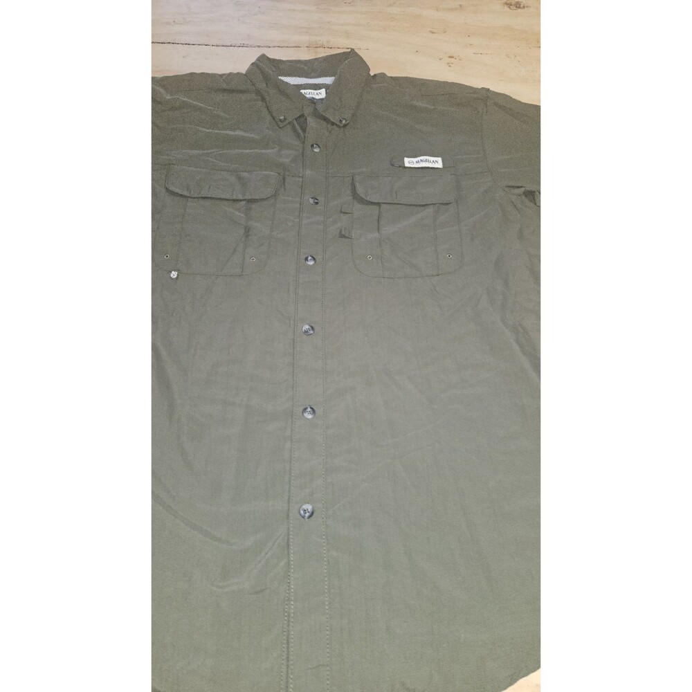 NEW Magellan Outdoors OLIVE Fishing Shirt Mens Medium M vented LAGUNA MADRE - Picture 3 of 12